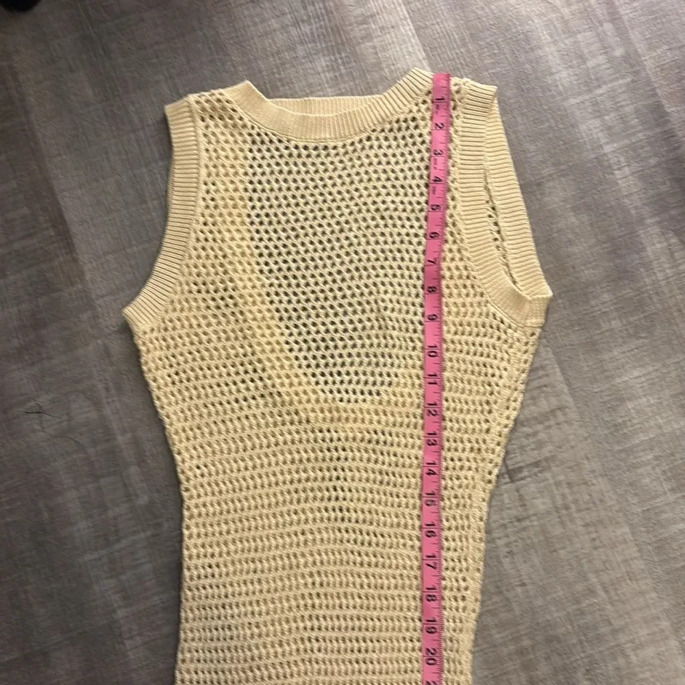 Beige open knit maxi coverup dress